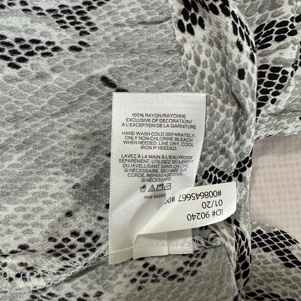 NWT Express Womens Blouse Snake Python Front Tie Ruffled Soft Rayon Top Size L - Picture 10 of 10